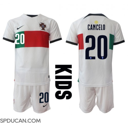 Dječji Nogometni Dres Portugal Joao Cancelo #20 Gostujuci SP 2022 Kratak Rukav (+ Kratke hlače)